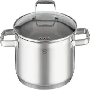 강화 유리 뚜껑이 있는 로슬 참 시리즈 스테인리스 스틸 하이 카세롤 냄비(6인치)