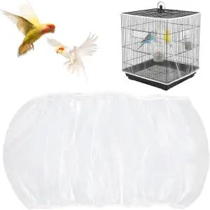 완무 새장 씨앗 캐처 그물망 덮개 가드 부드러운 에어리 케이지 그물 신축성 스커트 앵무새 울타리 원형