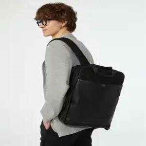 헤지스 [스테디셀러]블랙 가죽배색 백팩 HAZZYS 정장 회사 여행 면접 남성 데일리 가방