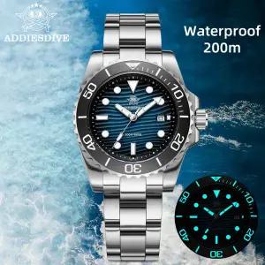 호환  ADDIESDIVE 심플 쿼츠 시계 3D 사막 텍스처 다이빙 손목시계 일본 2115 발광 41mm 빈티지 스테인리스