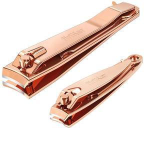 피리커 네일 클 세트, 튼튼한 스테인리스 스틸 손톱 및 발톱 & 파일, 날카로운 쉬운 트리머, 여성용 휴대용 커터 남성용 로즈 골드