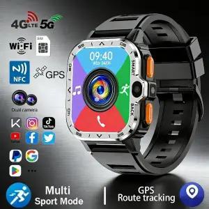 호환  남성용 PGD 4G 안드로이드 스마트워치 2.03인치 HD 화면 듀얼 카메라 WiFi GPS 네비게이션 NFC 방수