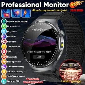 호환  2026년형 마이크로 신체검사 건강 스마트워치 남성용 ECG 요산 지질 혈압 BT 통화 스마트워치 안드로