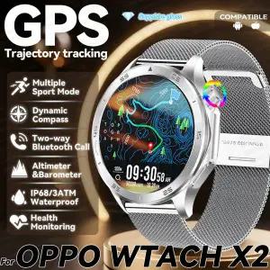 호환  2025GPS 위치 스마트 워치 남성 블루투스 통화 다중 스포츠 모드 나침반 건강 모니터 OPPO WATCH X2