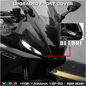 호환  Yamaha YZF R3 R25 2019-2024 헤드 라이트 카울 마스크 커버 코 업그레이드 R1 R6 스타일 눈용 앞 코