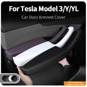 호환  테슬라 모델 Y 주니퍼 모델 3 테슬라 YL 2025 도어 핸들 보호 커버 컬러 가죽ABS 자동차