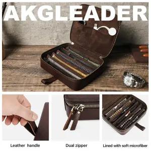 호환  하이 퀄리티 암소 가죽 시계 정리함 케이스 휴대용 여행 워치 스트랩 밴드 보관 가방 시계 밴드 케이