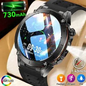 호환  샤오미호환 1000MAH 슈퍼 지구력 SmartWatch 남자 1.73 인치 HD 스크린 나침반 블루투스 통화 방수