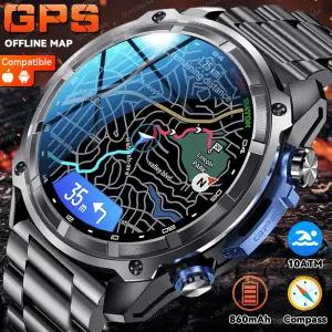 호환   야외 정확한 GPS 오프라인 지도 스마트 시계 남자 나침반 4GB 메모리 860mAh 배터리 블루투스 통화