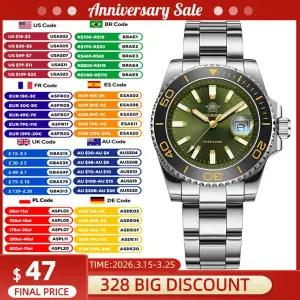 호환  ADDIESDIVE 남성용 쿼츠 다이빙 시계 슈퍼 루미너스 세라믹 베젤 방수 200m 손목시계 41MM 스테인리