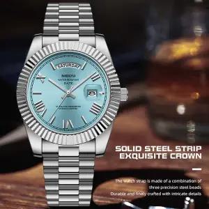 호환  NIBOSI 럭셔리 쿼츠 시계 남성용 날짜 표시 빛나는 스테인레스 스틸 남성용 시계 relogios masculino