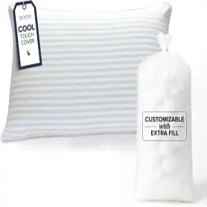 베컴 호텔 컬렉션 여름 보호구역 퀸 베개 - 쿨링 Qmax 조절 가능 다운 대체 베개(추가 충전 포함) 옆구리