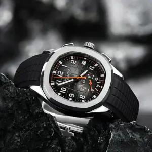 호환  NAVIFLZ NFVZ 인기 남성용 시계 최고 럭셔리 크로노그래프 쿼츠 손목시계 고무 남성용 시계 Relogio