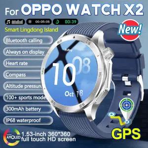 호환  2025년 신제품 OPPO WATCH X2 GPS 스마트워치 남성용 AMOLED HD 화면 나침반 심박수 블루투스 통화