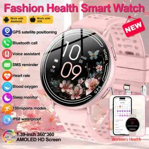 호환   우아한 여성용 스마트워치 1.39인치 AMOLED GPS 위치추적 BT 통화 카메라 제어 100 스포츠 모드 안