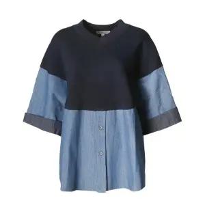 요하넥스 니트배색 데님블라우스 Z5B5B202 국내매장판 1695891