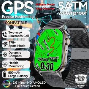 호환   울트라 GPS 스마트 시계 5 ATM 방수 내장 듀얼 밴드 GNSS 나침반 BT 통화 스포츠 Smartwatch 남자 2