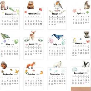 Yopyame 미니 책상 달력 2026-12PCS 3.9인치 x 6.1인치 12개월 월 학년도 우드 스탠드 2026년 1월부터