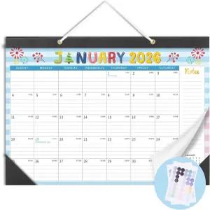 델리 데스크 캘린더 2026 2026년 1월부터 12월까지 12개월 스티커 및 보호 모서리가 있는 17인치 x 12인치
