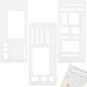 3Pcs 플래너 스텐실 템플릿 자 기록 재사용 가능한 드로잉 레터링 저널 캘린더 스크랩북 DIY 공예품