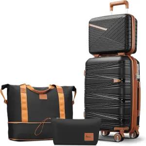 트래블레오 4개 기내 반입 수하물 세트 20인치 분리 가능한 스피너 휠 및 TSA 잠금 장치가 있는 확장 PP