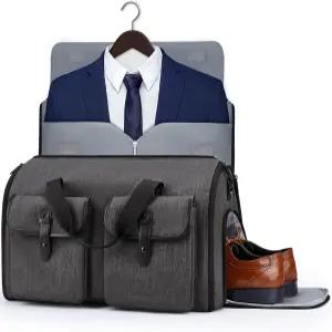 여행용 가방 남성 여성용 컨버터블 의류 더플백 수트백 옷걸이용 1개 중 2개 신발 수납 공간이 있는 휴대