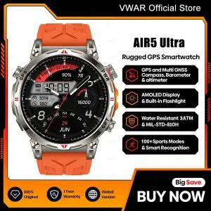 호환  2025 신형 VWAR Air5 울트라 GPS 스마트워치 1.56인치 AMOLED 화면 나침반 기압계 고도계 음성 통화