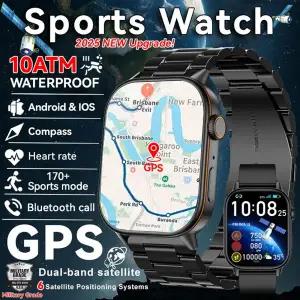 호환  2025 신형 군용 듀얼 밴드 GNSS GPS 스마트워치 남성용 나침반 10ATM 방수 블루투스 통화 심박수 스