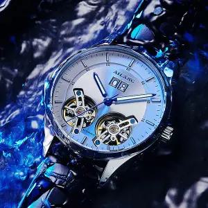 호환  AILANG 정통 남성용 자동 식 시계 중공 뚜르비옹 방수 달력 럭셔리 손목 시계