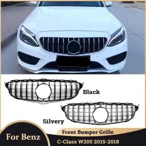 호환  메르세데스 C-클래스 W205 2015 2016 2017 2018 전면 범퍼 그릴 후드 카메라 없음 전면 중앙 그리드