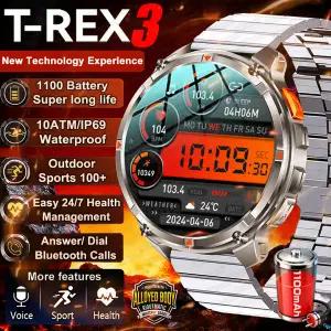 호환  2026 신형 밀리터리 1100mAh 배터리 스마트워치 1.7인치 AMOLED 화면 나침반 GPS 플래시 라이트 블루