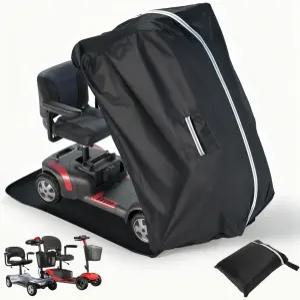 모빌리티 스쿠터 보관 커버 헤비 듀티 1680D 옥스포드 패브릭 전동 휠체어 방수 여행용 야외용 360° 전체