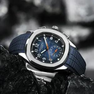 호환  NAVIFLZ NFVZ 2025 명품 파텍 남성용 쿼츠 시계 고무 스트랩 야광 스포츠 캐주얼 시계 방수 여성용