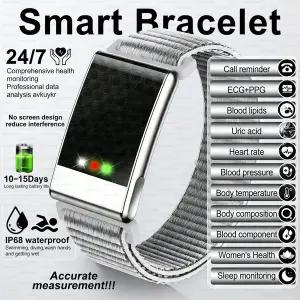 호환  남성용 심전도 건강 스마트워치 BMI 체지방 측정 혈중 지질 요산 120 스포츠 모드 무화면 스마트 팔