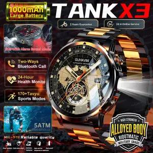 호환  2026년 신제품 TANKX3 스마트 워치 피트니스 시계 남성용 1000mAh 대용량 배터리 야외 플래시 라이트