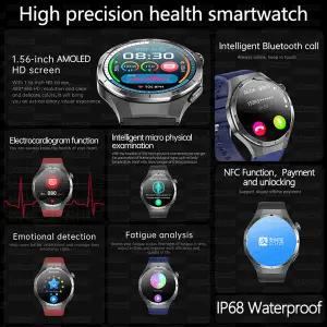 호환  2025년 신형 비침습 혈당 건강 스마트워치 ECGPPG 요산 혈중 지질 혈압 블루투스 통화 시계