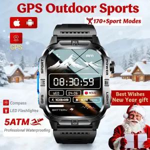 호환  2026 야외 스마트 시계 남자 GPS 손전등 블루투스 통화 2.01인치 AMOLED 스크린 5ATM 방수 스포츠 스