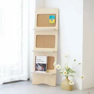 테뷰런 라탄 원목 북타워 인테리어 3단 스탠드 북선반 매거진랙 GO22419