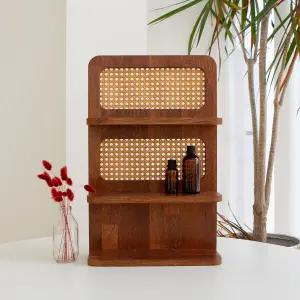 시프 라탄 원목 인테리어 미니 3단 스탠드 선반 GO22415