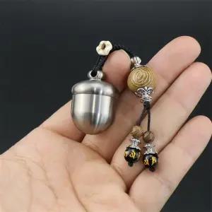 휴대용 약통 알약 케이스 도토리 미니 목걸이 약보관함 티타늄