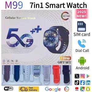 호환  M99 5G 스마트워치 2025 2.4인치 AMOLED 디스플레이 안드로이드 OS 회전 카메라 SIM WiFi 건강 모니