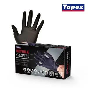 [하프클럽/수건이야기]테이팩스 요리용 작업용 니트릴장갑 100매 중형 블랙