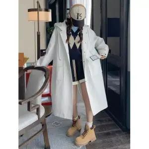 하프 캐주얼 여성점퍼 후드 트렌치코트 봄가을 기장 올 루즈핏 코트 MF3