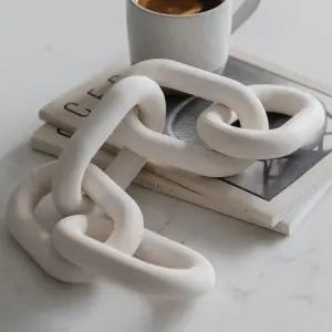 화이트 우드 체인 링크 장식 선반 및 커피 테이블용 데코 조각 책장 액세서리 콘솔 현관 테이블 인테리어