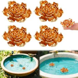 오토링 4개 미니 모란 모양 구리 목욕 디스크 장식 황동 조류 정화 클리너 싱글 0.6온스 무게의 야외