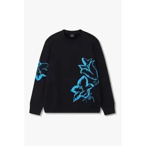 [폴스미스] 배색 플로럴 자수 맨투맨 블랙 153662145