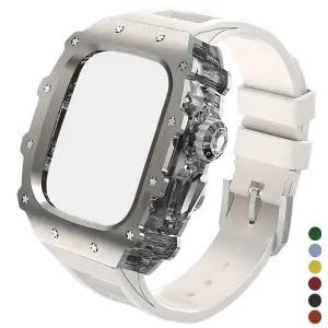 호환  워치 울트라 3 49mm 스테인리스 스틸 케이스용 명품 개조 키트 아이워치 9 8 7 654 4445mm 크리스탈