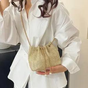체인 라탄 버킷백 미니 가방 여성 백 여름 토트백 크로스백