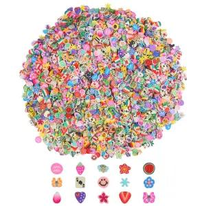 CCINEE 네일 아트 슬라이스 슬라임 공예용 3D 모듬 과일 동물 꽃 폴리머 클레이 4500PCS 1/5인치