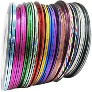 32Pc 혼합 색상 네일 롤 스트라이핑 테이프 라인 DIY 아트 팁 장식 스티커 케어 액세서리